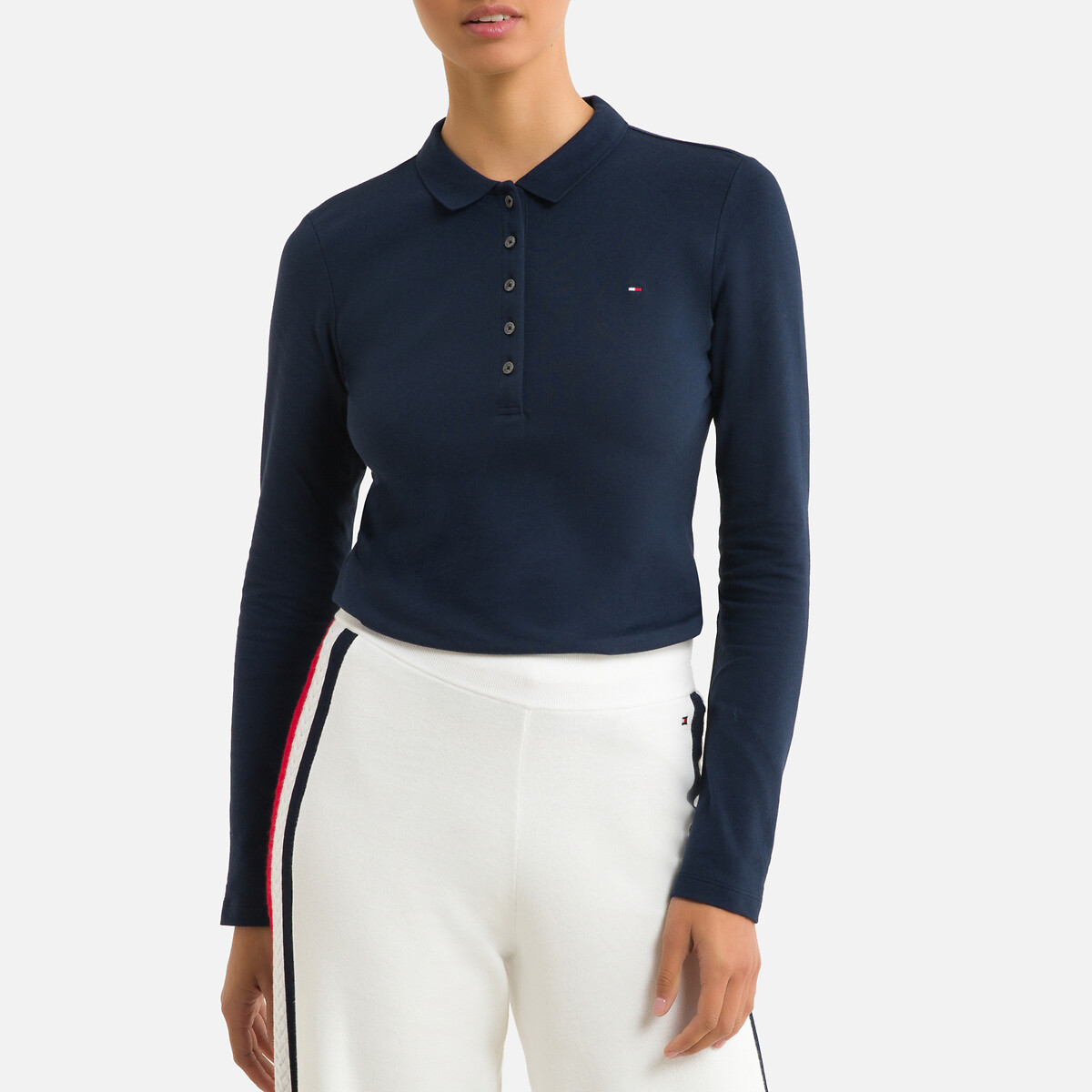 Polo manches mi-longues à détail emblématique Tommy Hilfiger Femme Vêtements Tops & T-shirts T-shirts Polos 
