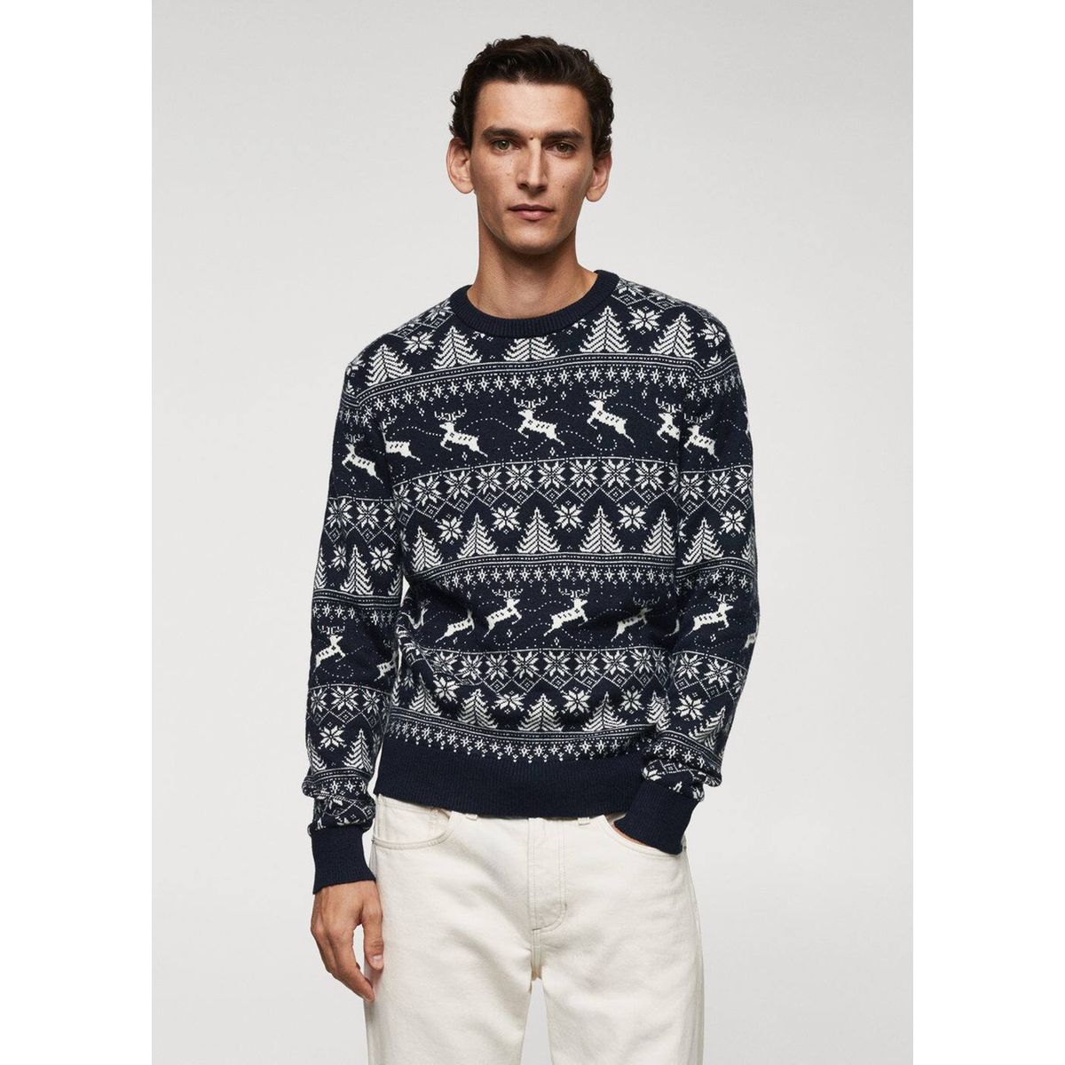 Pull over no l jacquard bleu marine Mango Man La Redoute