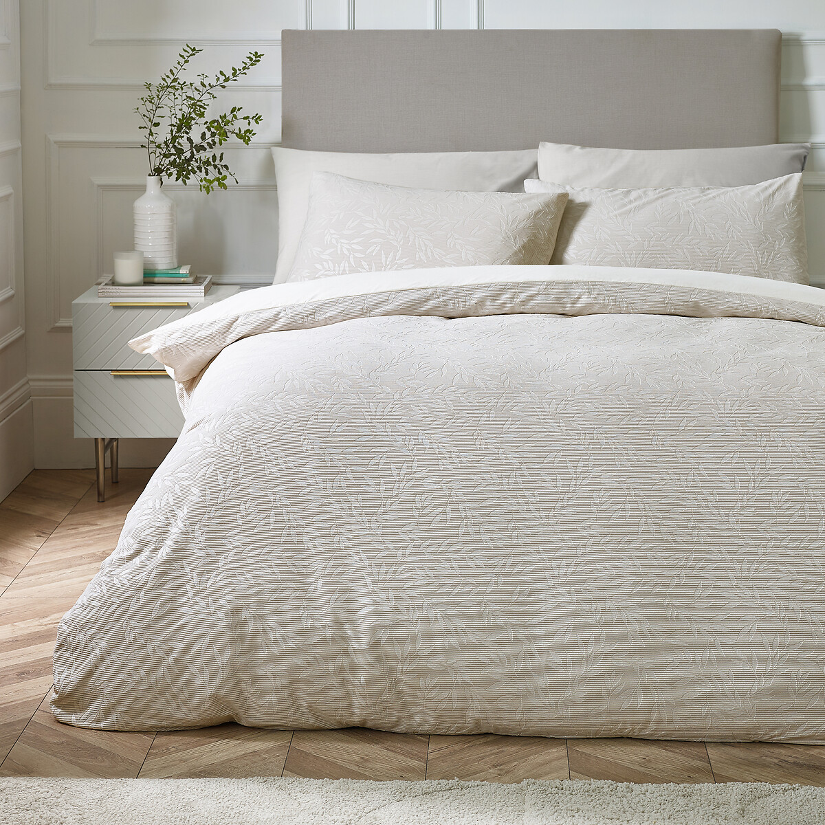 Corded Leaves Duvet Cover and Pillowcase Set, CATHERINE LANSFIELD