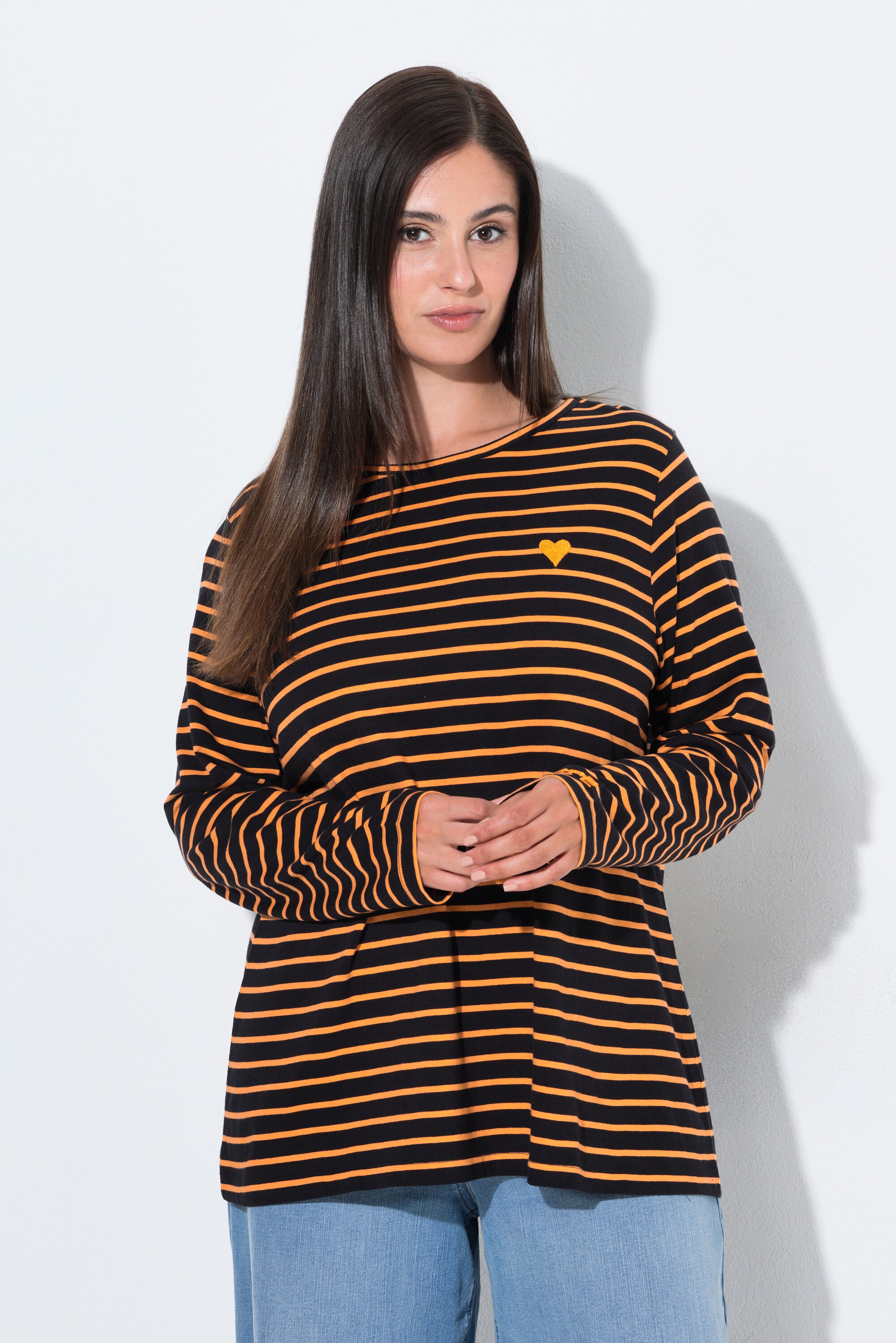 T-shirt rayé, cœur sur le buste, ULLA POPKEN
