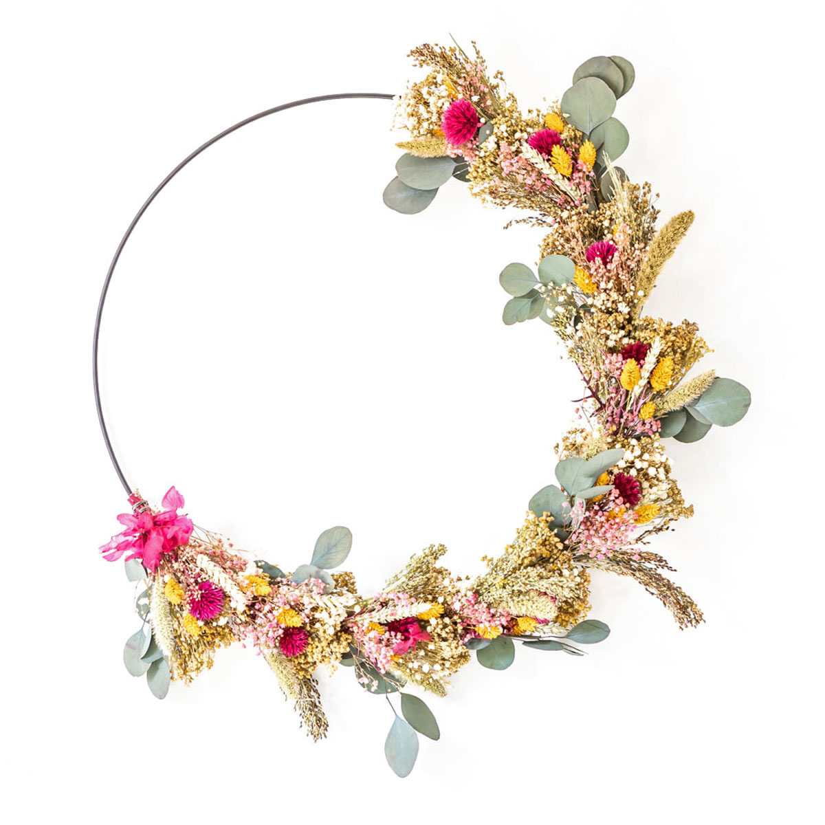 Couronne murale de fleurs séchées D50cm HERMIONE, RECONCILIATION VEGETALE