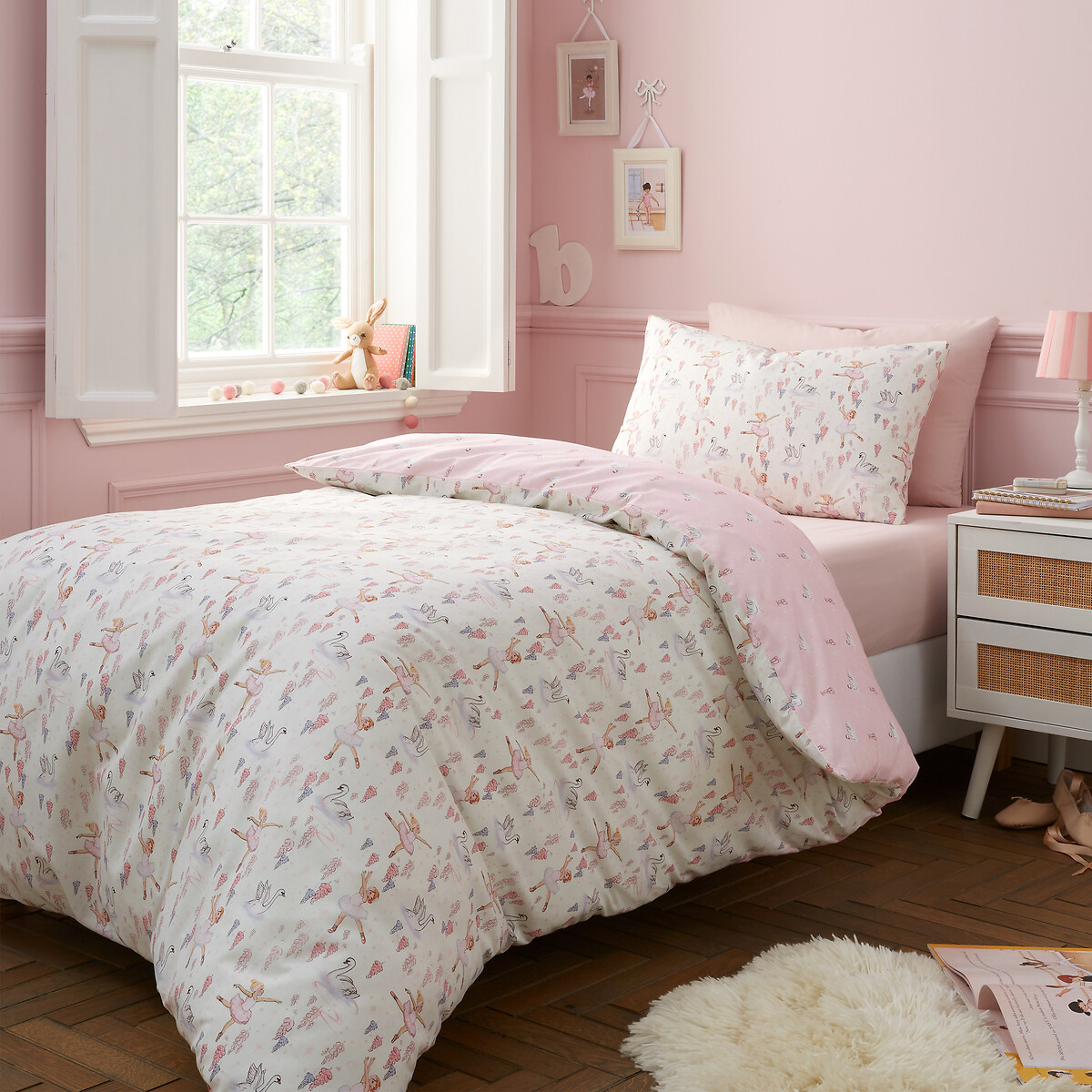 Ballerina Reversible Cotton Duvet Cover and Pillowcase Set, BELLE & BOO