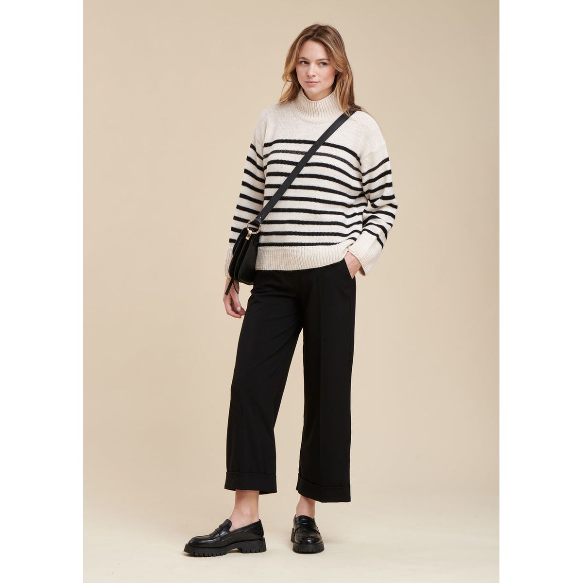 Pantalon noir droit 7 8 me noir La Fee Maraboutee La Redoute