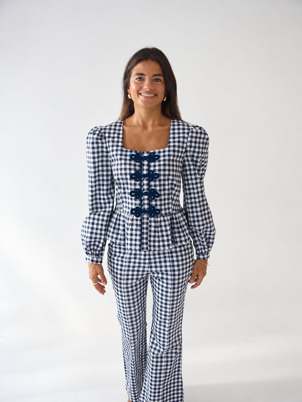 Blouse vichy col carré brandebourgs ROME, MINDTRAVELER
