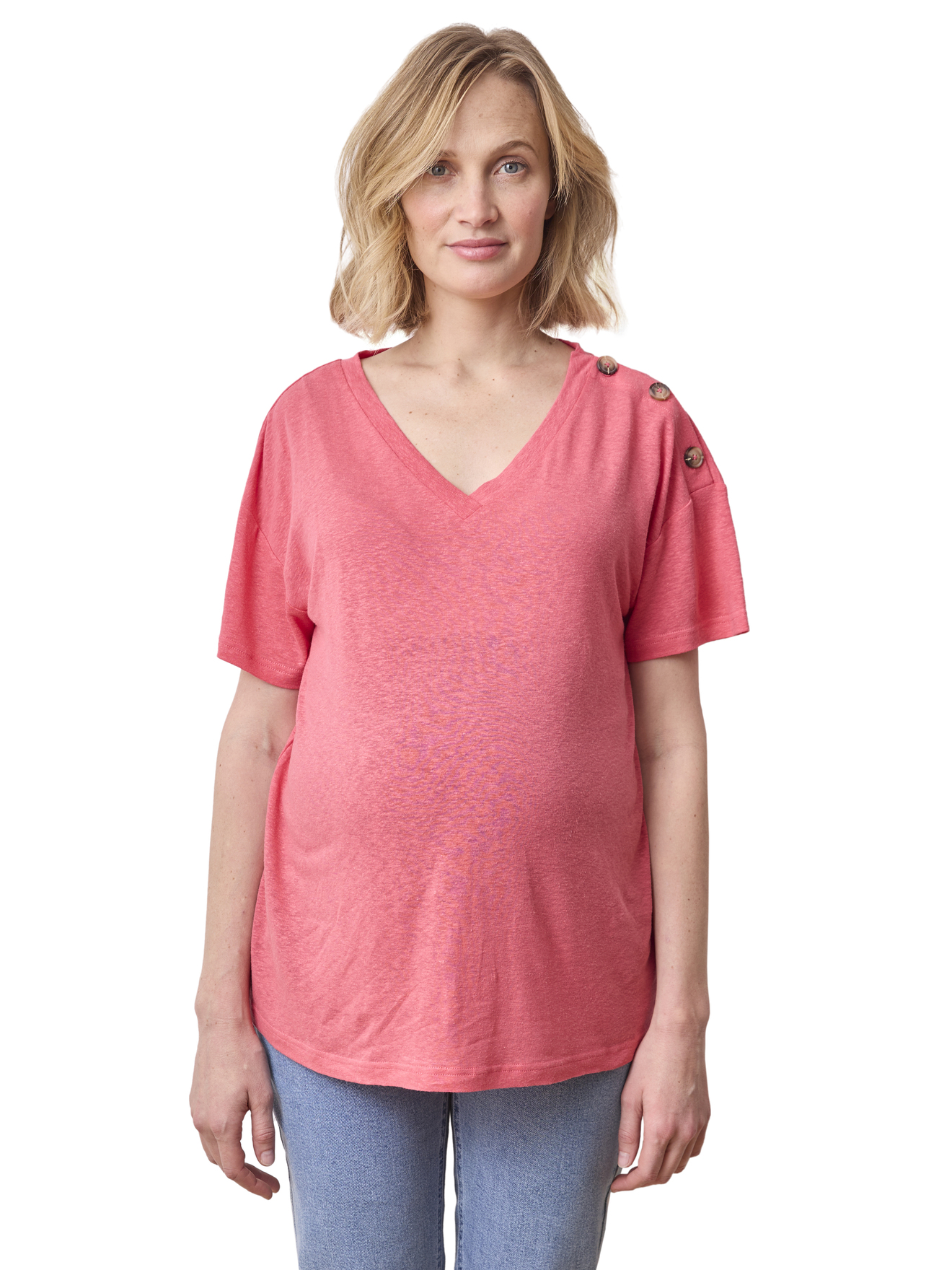 T-shirt col V grossesse lin et viscose, VERTBAUDET