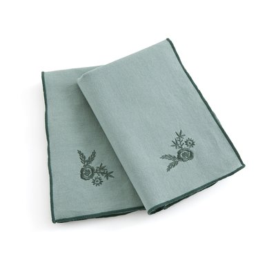 Set of 2 Maryse Floral Embroidery Cotton / Linen Napkins LA REDOUTE INTERIEURS