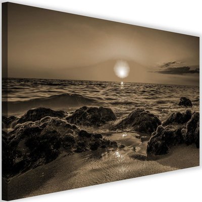 Tableau coucher de soleil au bord de la mer 1 RECOLLECTION
