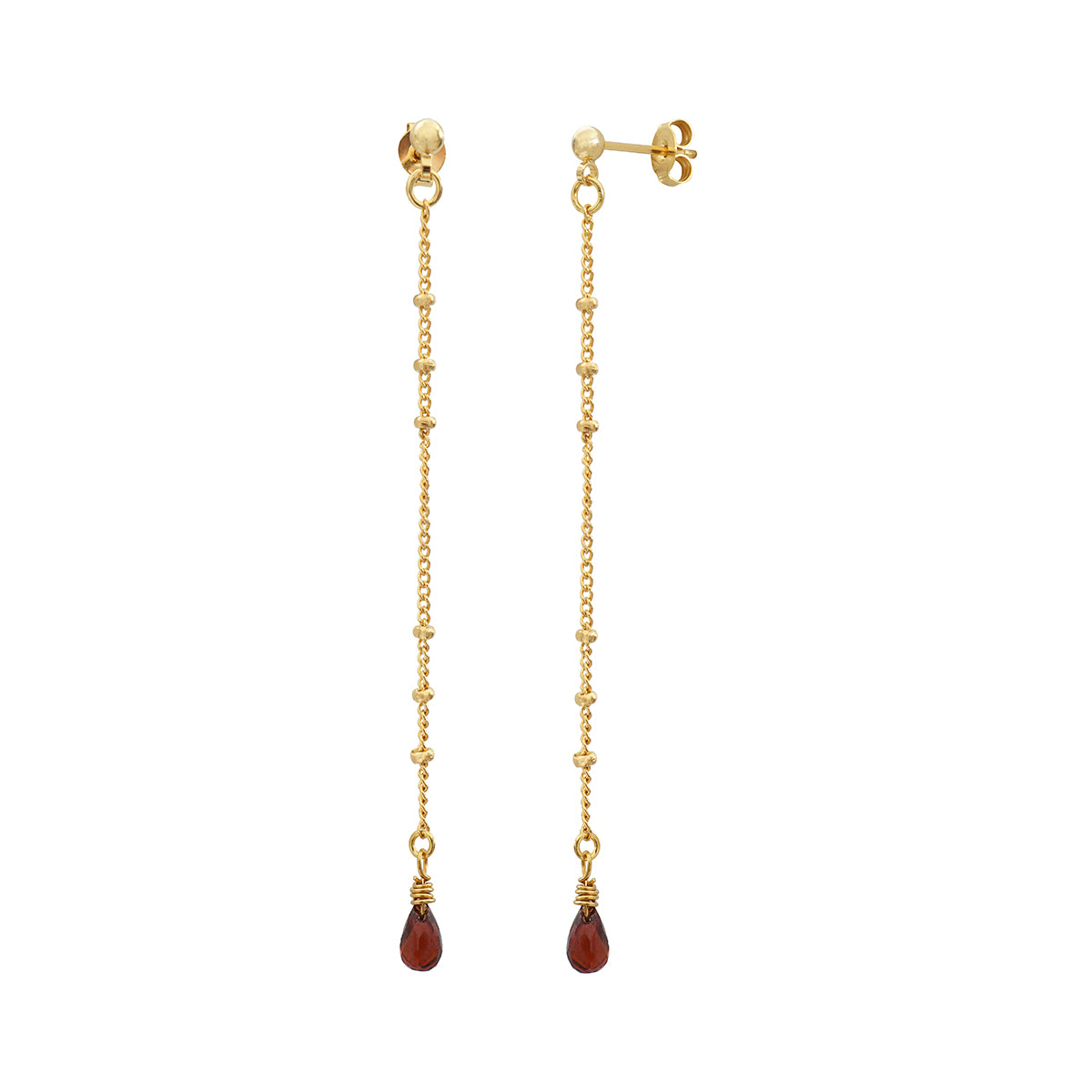 Boucles d'oreilles longues danaé grenat, CAROLINE NAJMAN