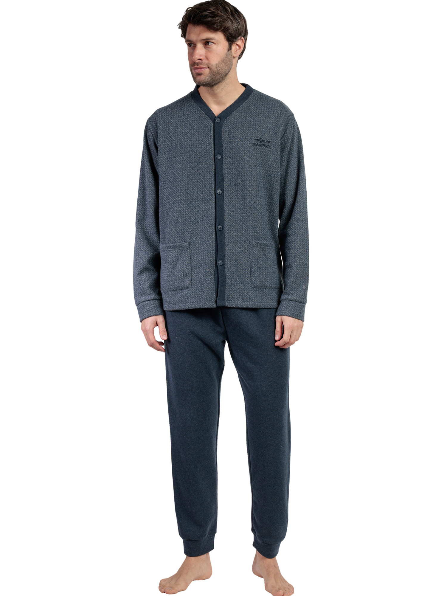 Pyjama pantalon chemise manches longues Grigio, ADMAS