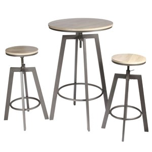Table Haute Avec Tabourets Design Industriel Aria