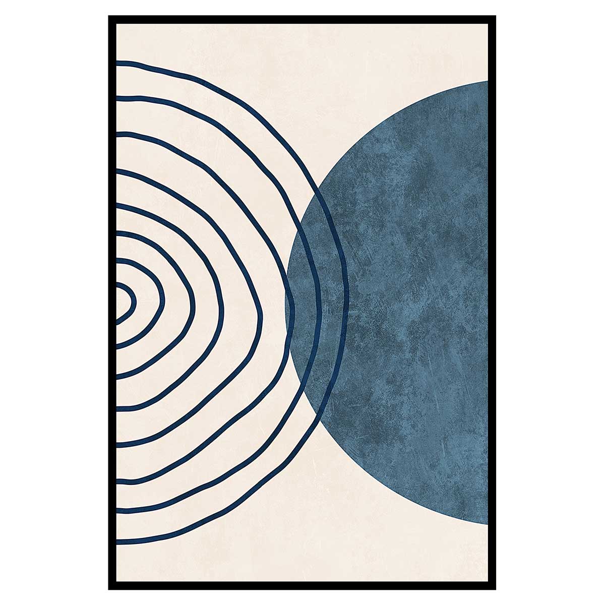 Affiche encadrée abstraction lignes bleues, HEXOA