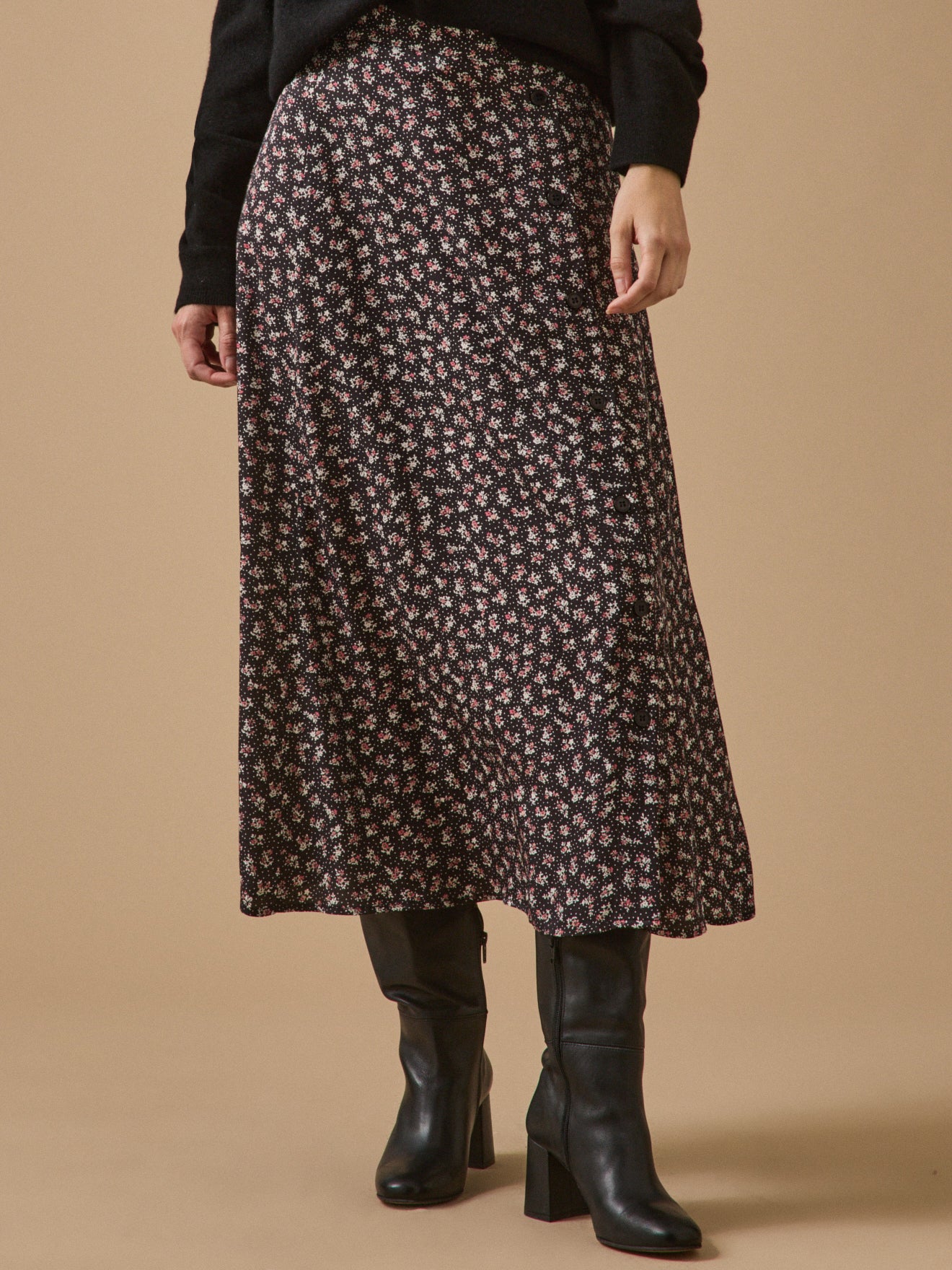 Jupe mi-longue  imprimé Fleurs confettis, CYRILLUS