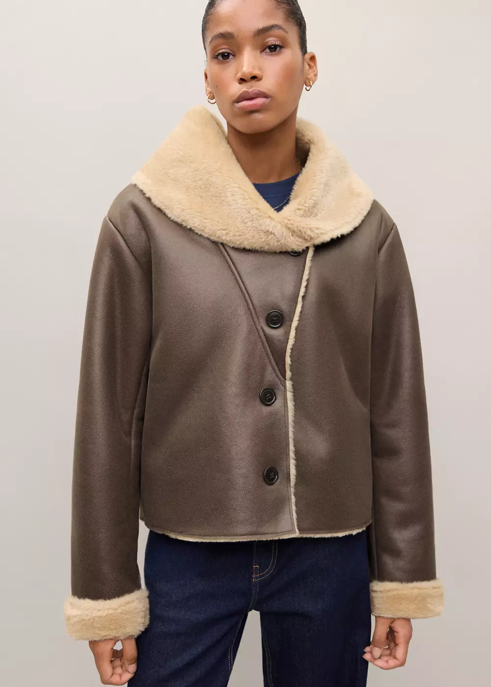 Manteau double face effet mouton, MANGO TEEN