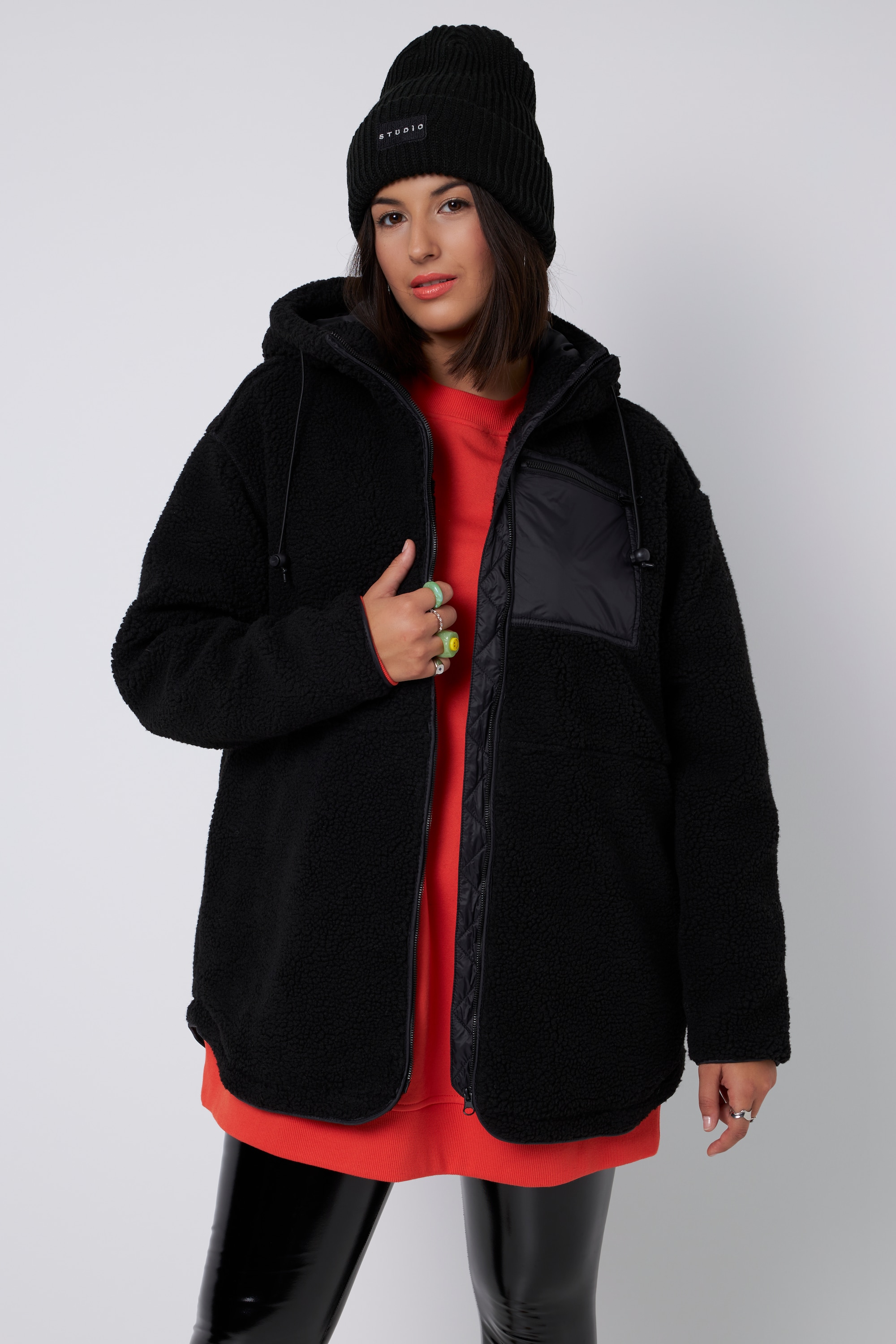 Veste en polaire bouclée, oversized, capuche, STUDIO UNTOLD