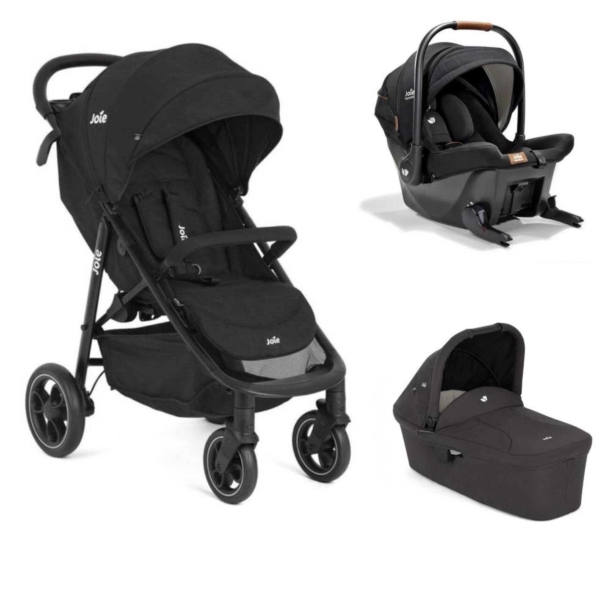 Poussette trio Litetrax Shale + siège auto Sprint Eclipse + nacelle Ramble Shale, JOIE