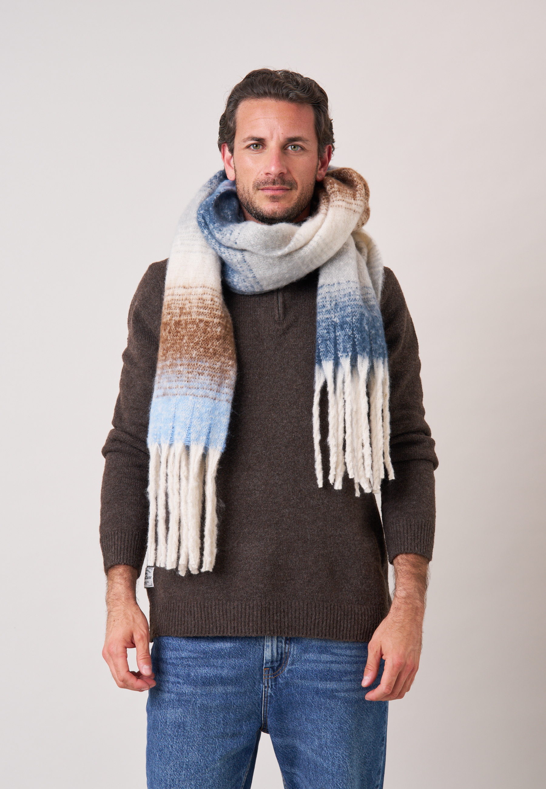 Écharpe homme rayée avec franges STENTO, DEELUXE