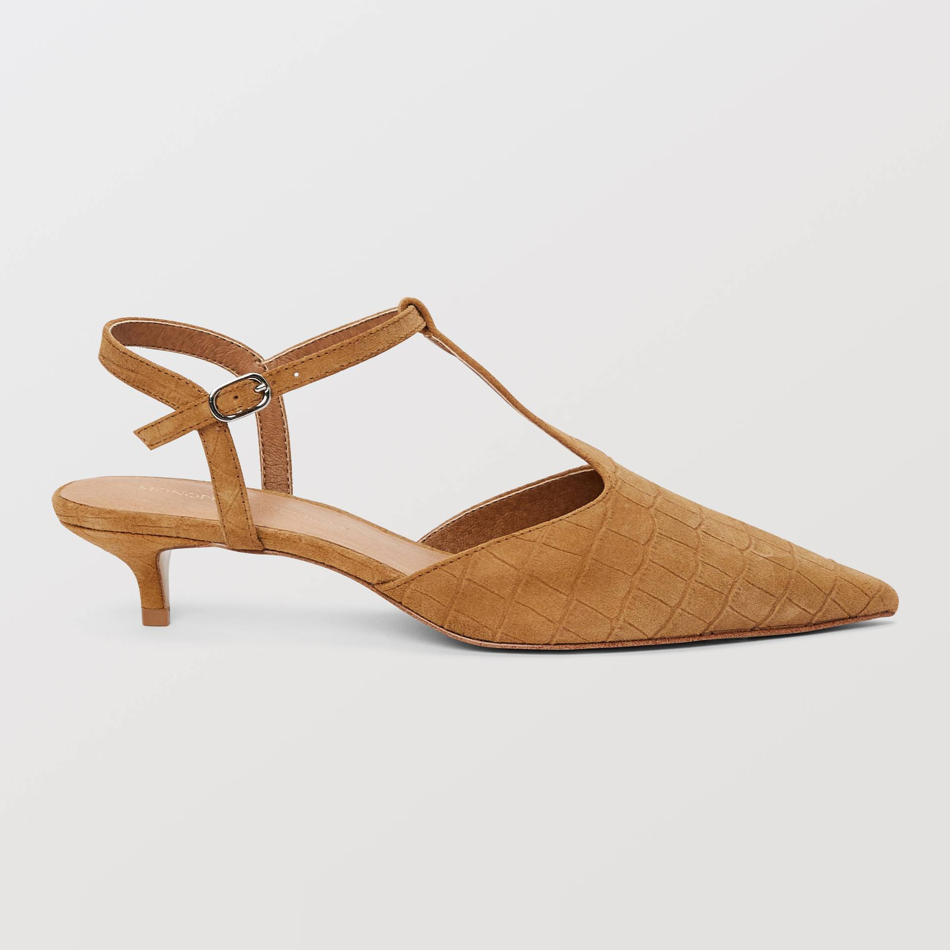 Slingback en croûte de cuir, MONOPRIX