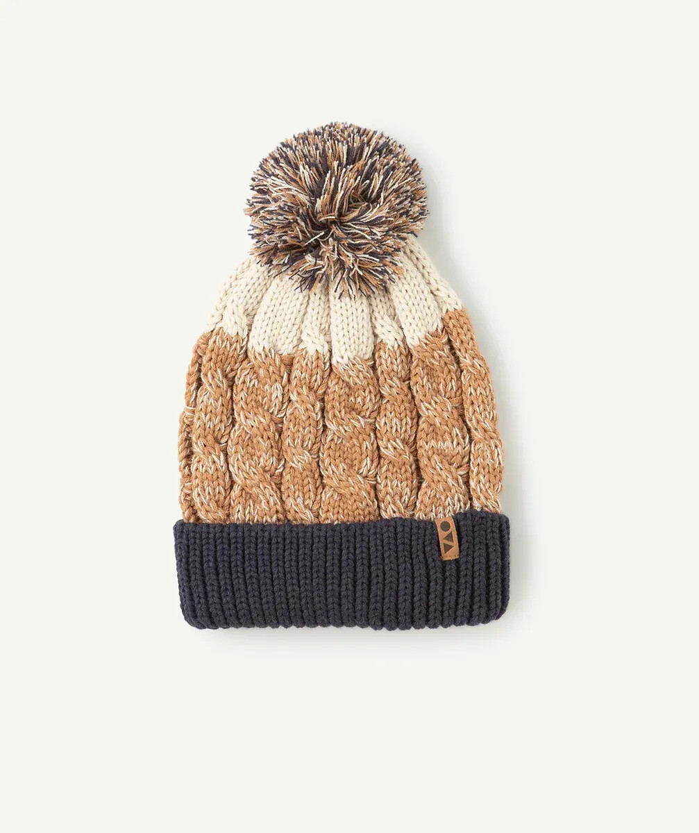 Tricolour Pompom Beanie, TAPE A L'OEIL