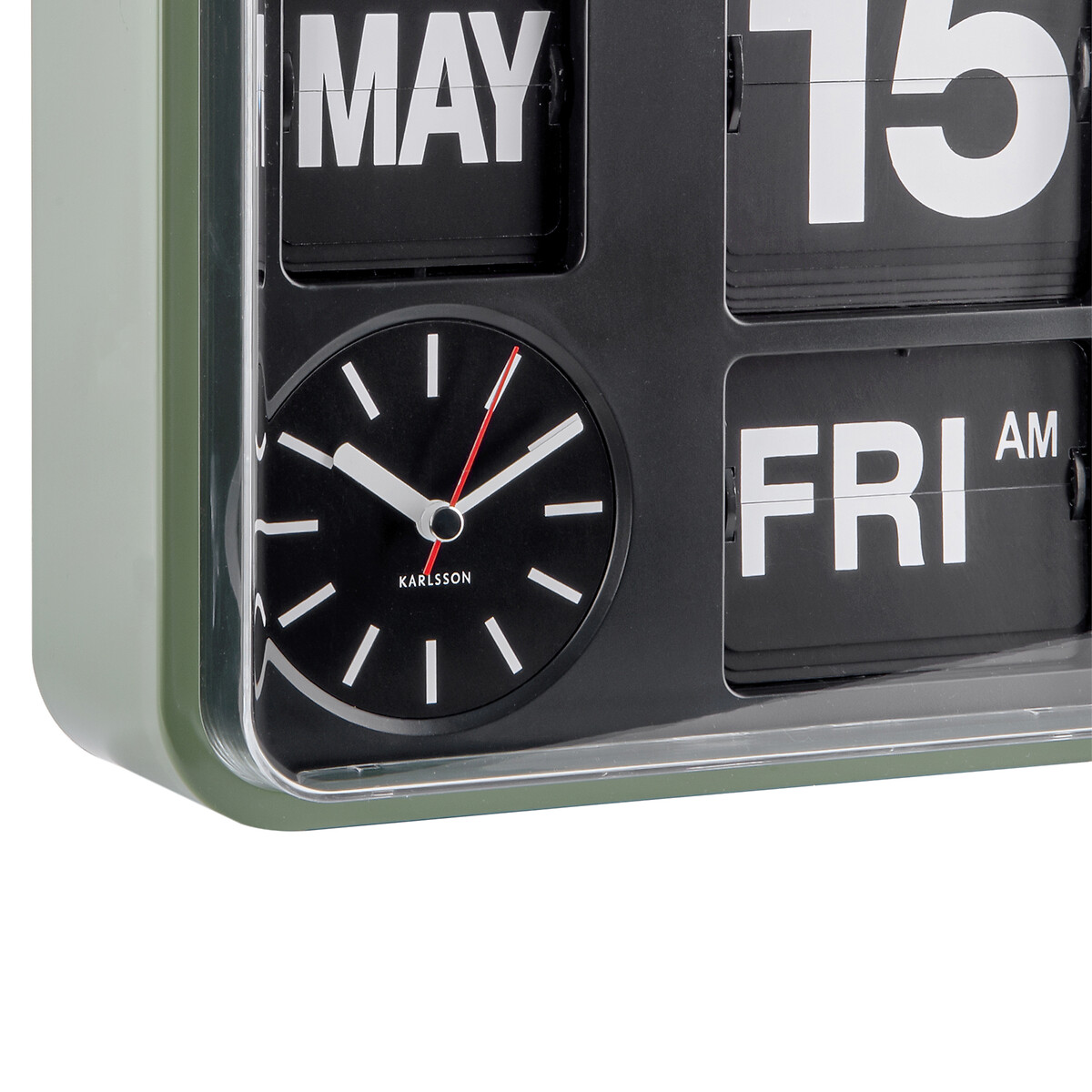 KARLSSON Mini Flip Uhr mit Kalender 24,5x24,5x10 cm - green black