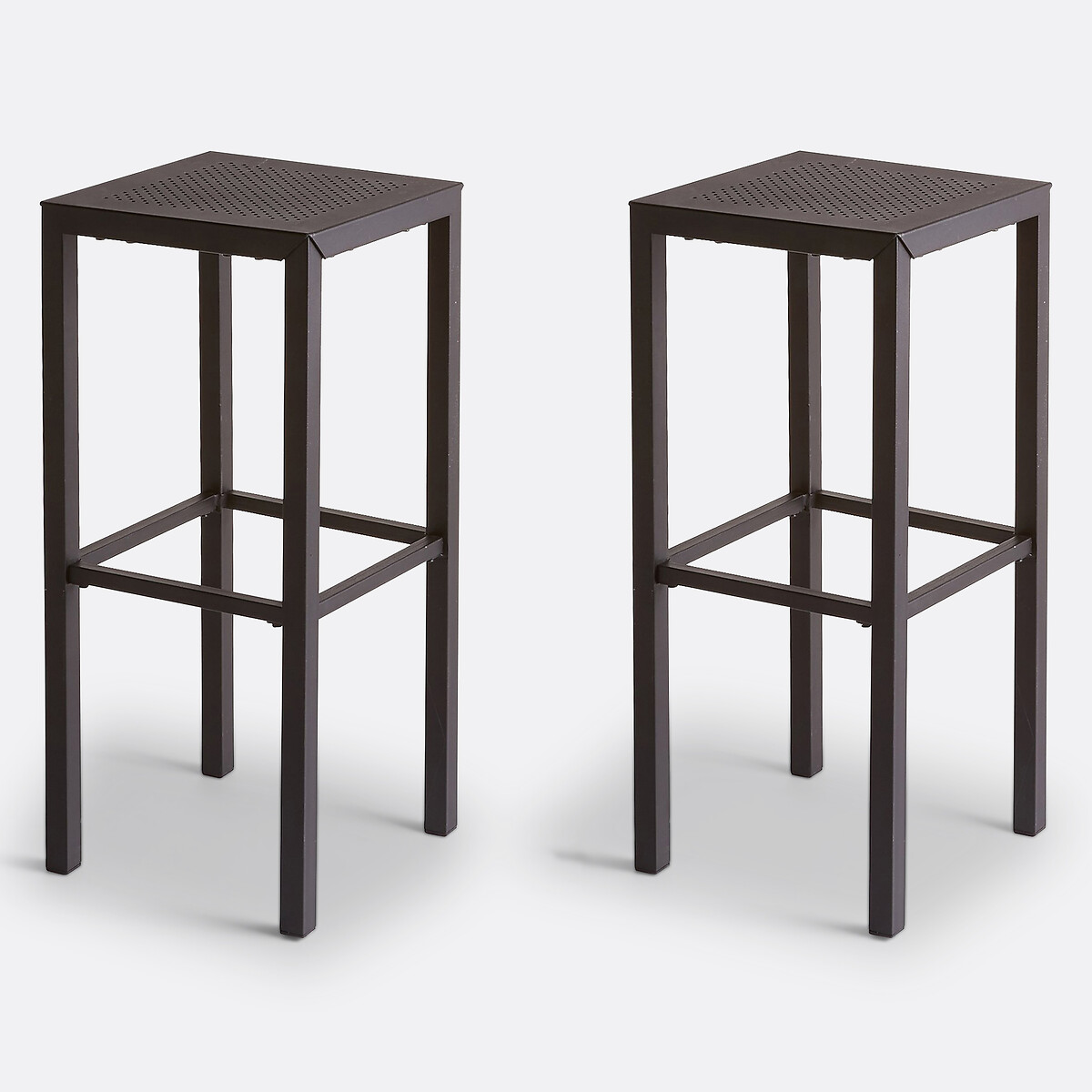 Lot de 2 tabourets de bar en acier perforé, Choe