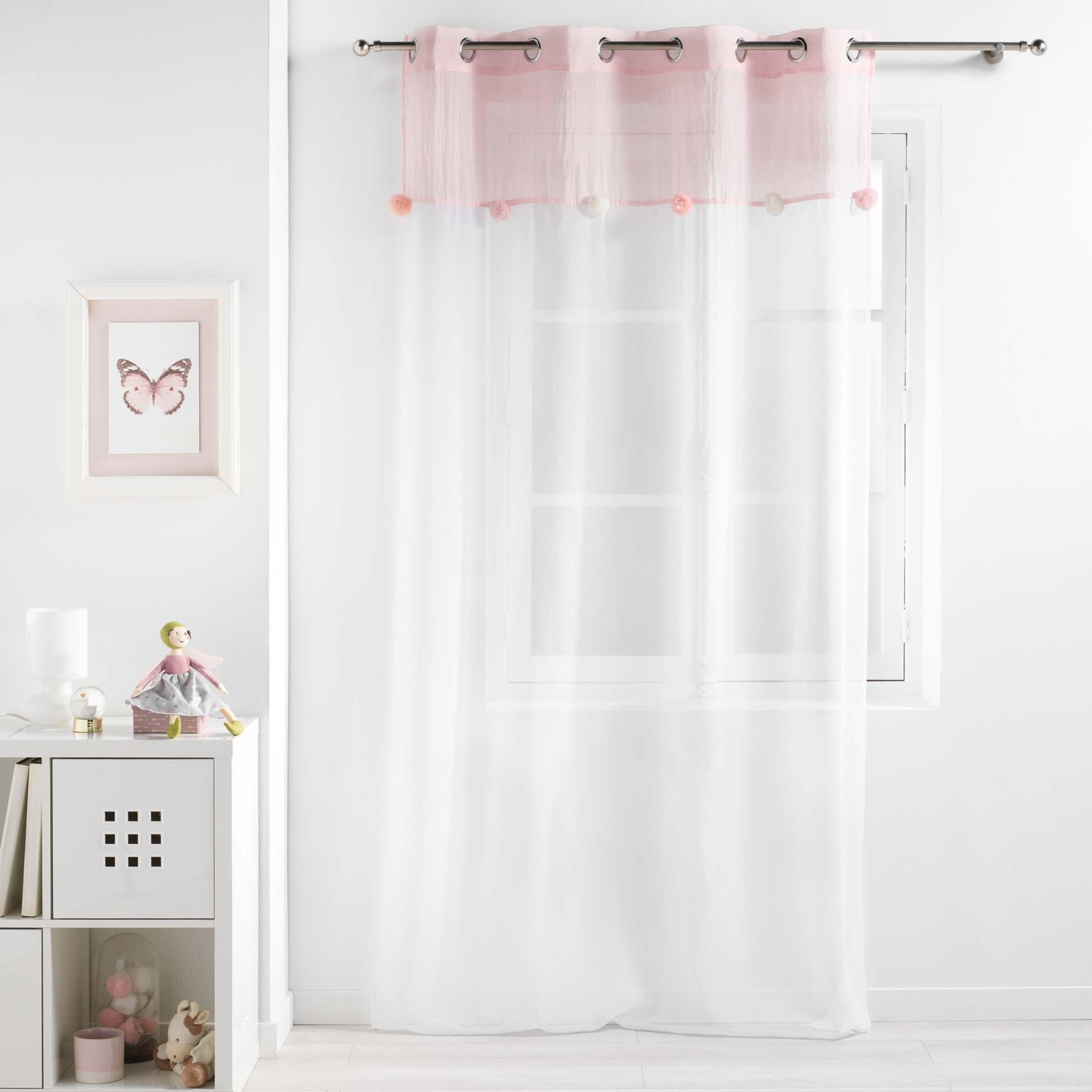 Voilage à pompons colorés, DOUCEUR D'INTÉRIEUR