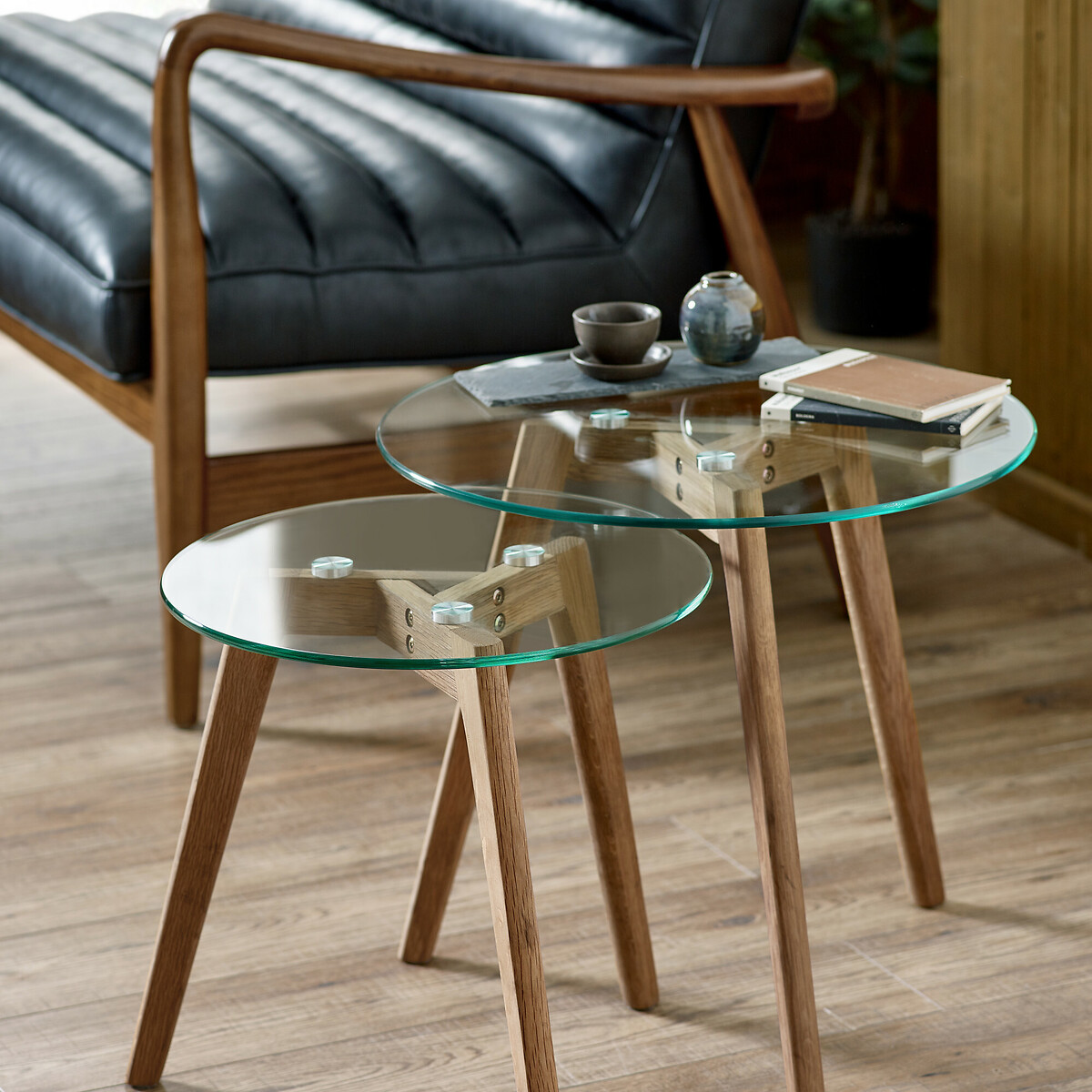 Bryce Glass Nesting Side Tables (Set of 2), SO'HOME