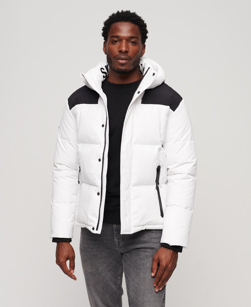 Doudoune à capuche et quadrillage, SUPERDRY