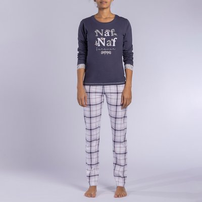 Langer Pyjama Poésie, Baumwolljersey NAF NAF