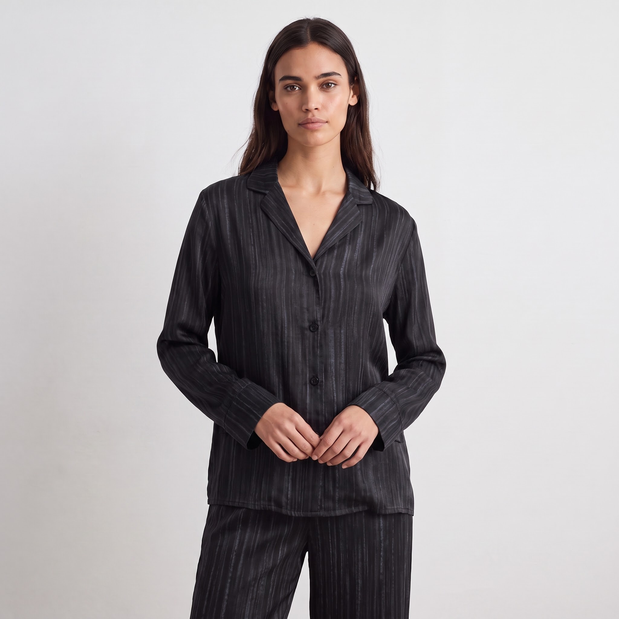 Veste femme fluide col chemise satinée ISELIA, ARTLOVE