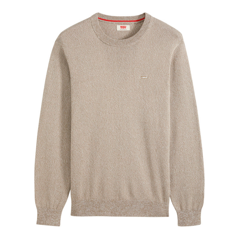 Pull en coton écru à coupe droite pourvu de manches longues et d'un col rond, LEVI'S