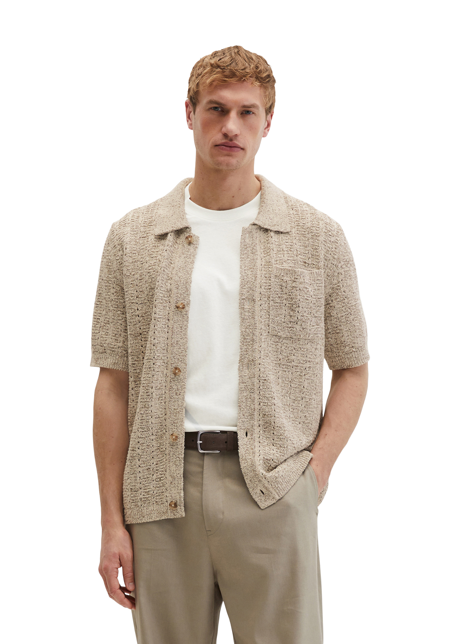Cardigan à manches courtes regular en fil à bandelettes lâche, MARC O'POLO