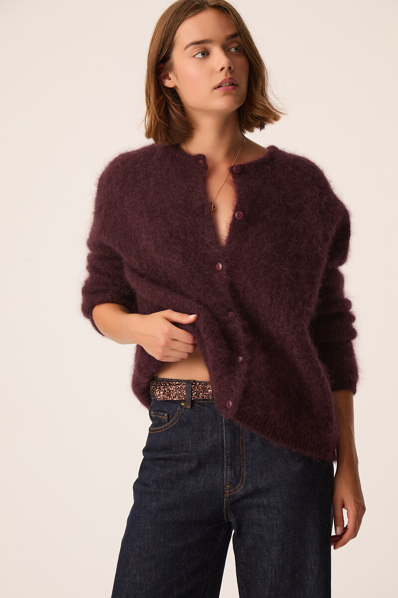 Gilet col rond en mohair mélangé, BEA, DES PETITS HAUTS
