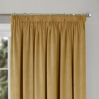 Clever Velvet Lined Pencil Pleat Curtains in Honey SO'HOME