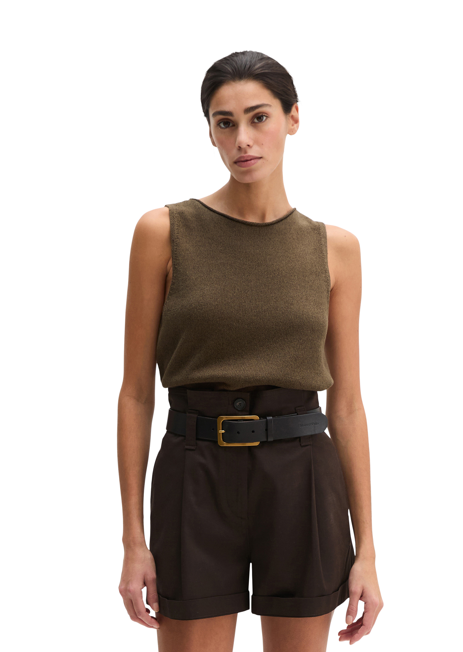 Pull sans manches regular en mélange coton organique-lin, MARC O'POLO