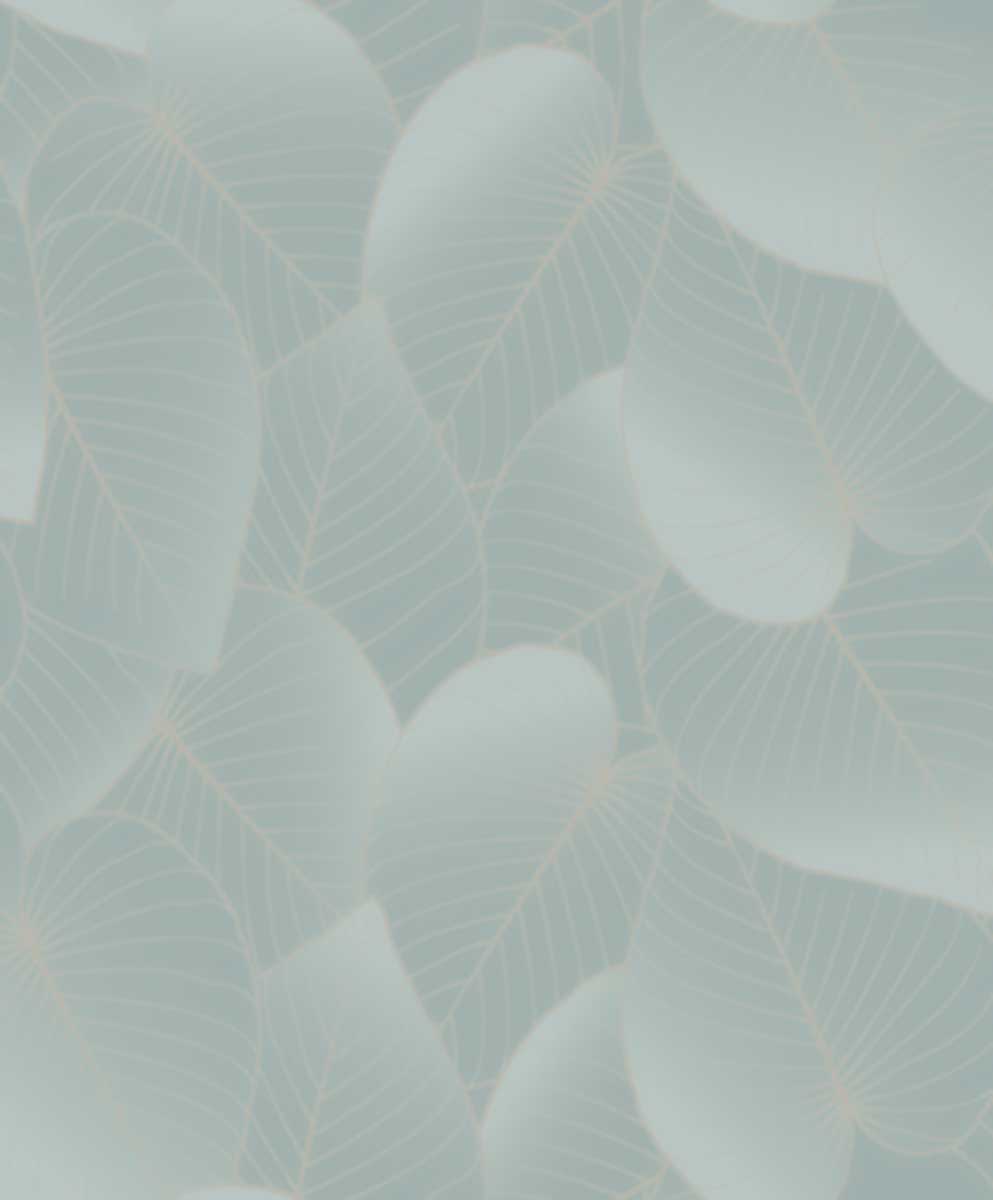 Papier peint feuilles tropicales bleu glacier, HEXOA