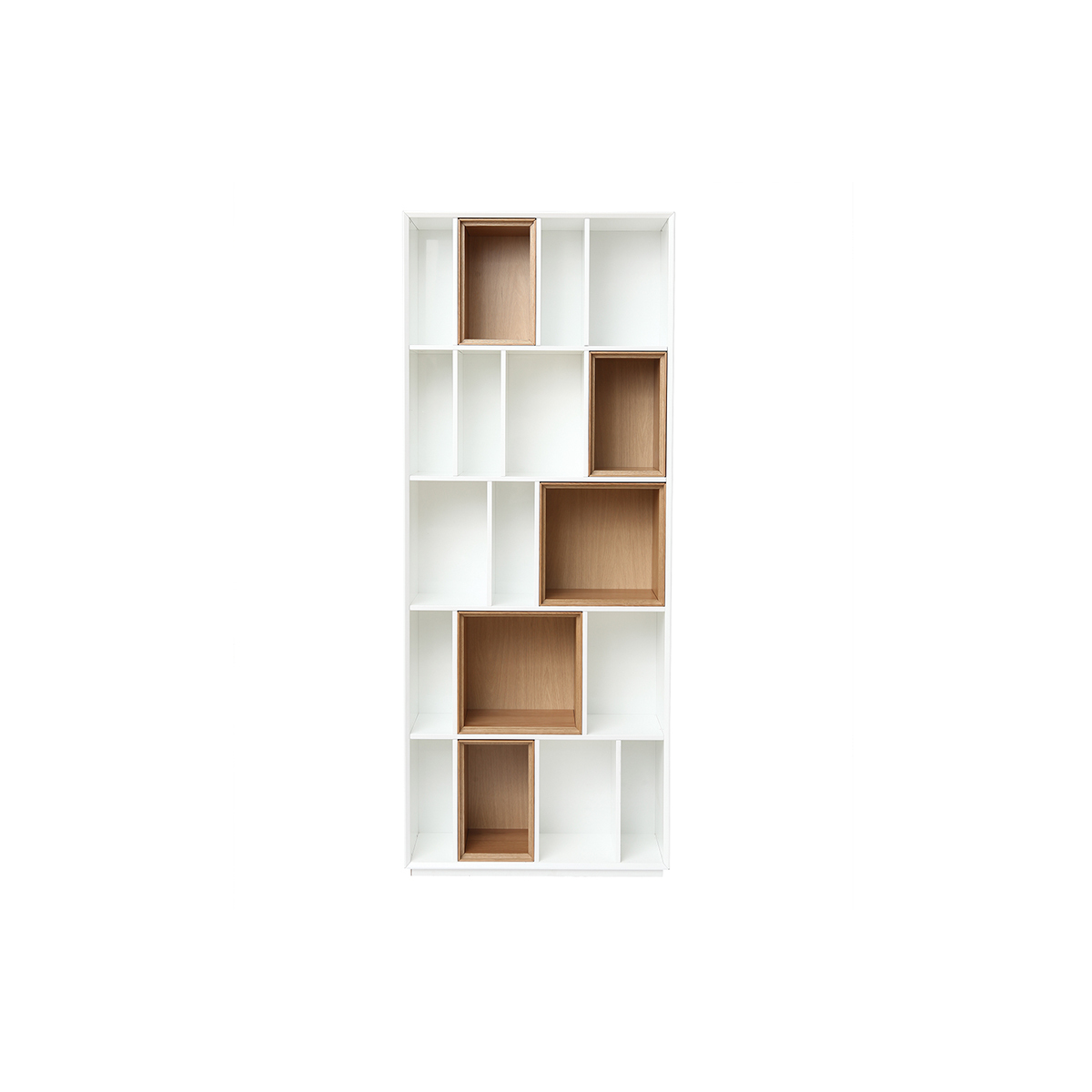 Bibliothèque modulable blanche et finition bois clair chêne L85 cm JAZZ, MILIBOO