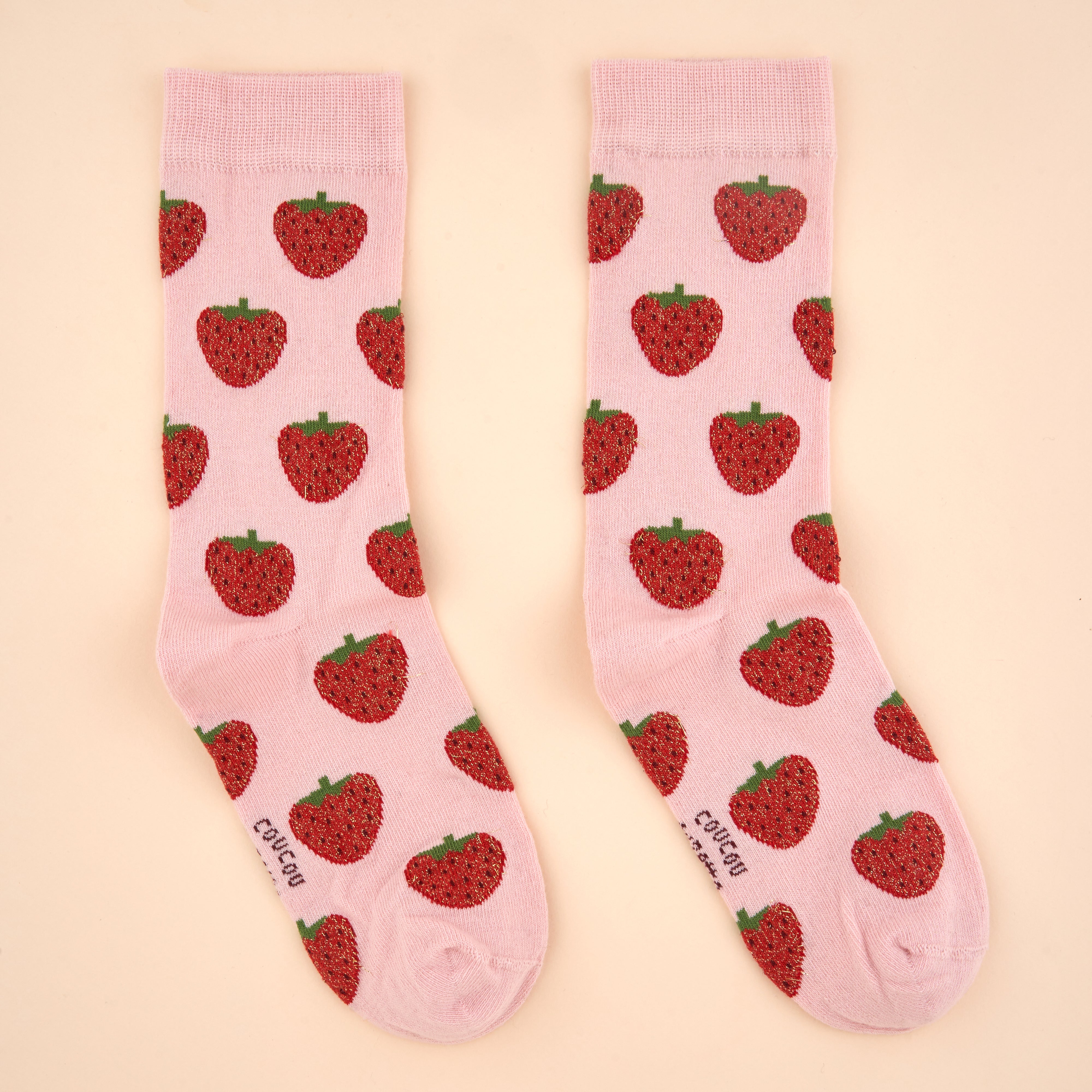 Chaussettes à paillettes FRAISE, COUCOU SUZETTE