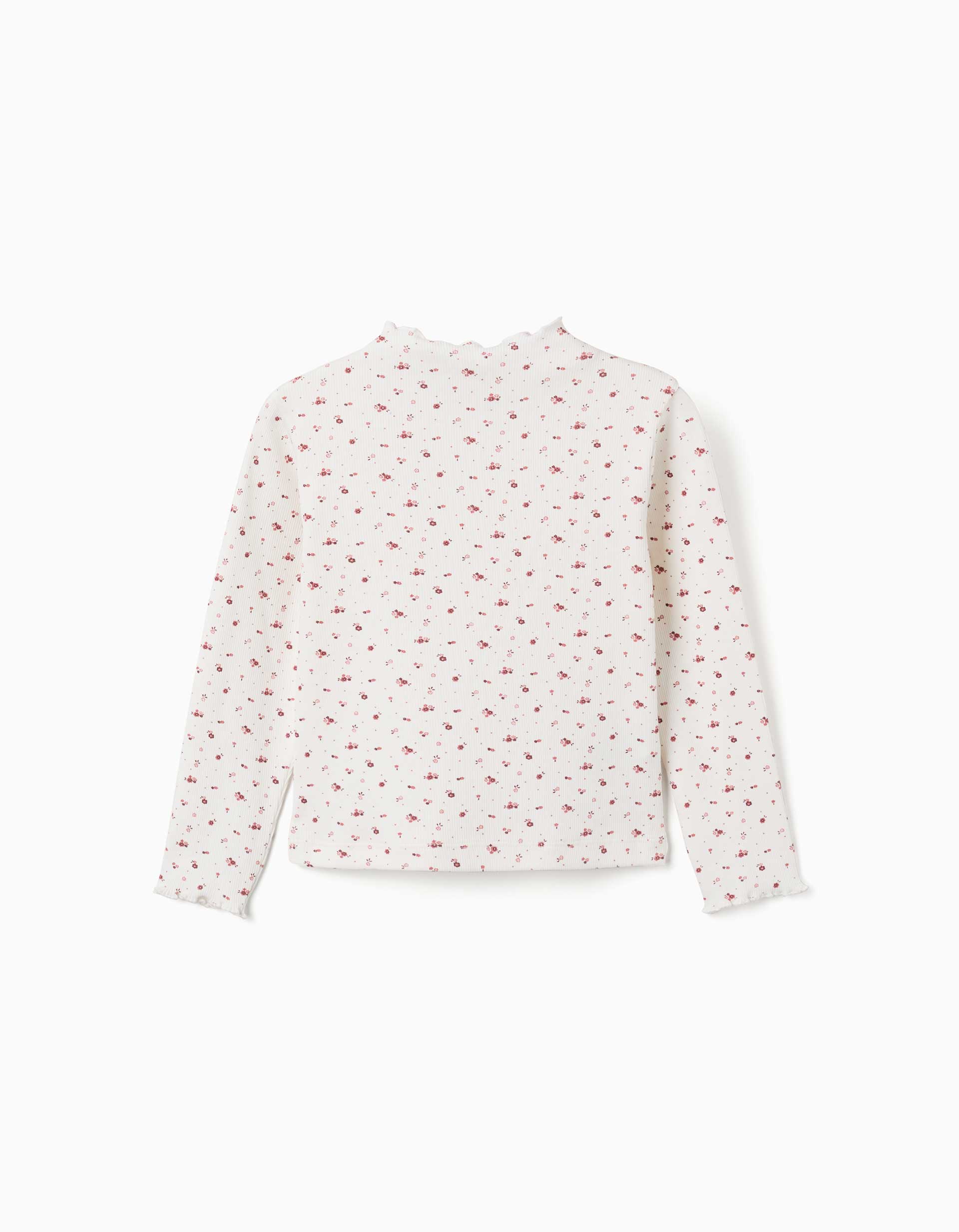 T-shirt à manches longues côtelé avec motif floral, ZIPPY