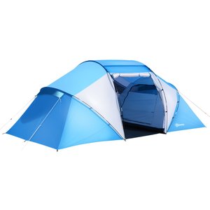 Outsunny Tente de camping 3 personnes avec portes zippées, poche de rangement  sac de transport inclus - fibre verre polyester tissu Oxford dim. 210L x  210l x 119H cm vert et gris
