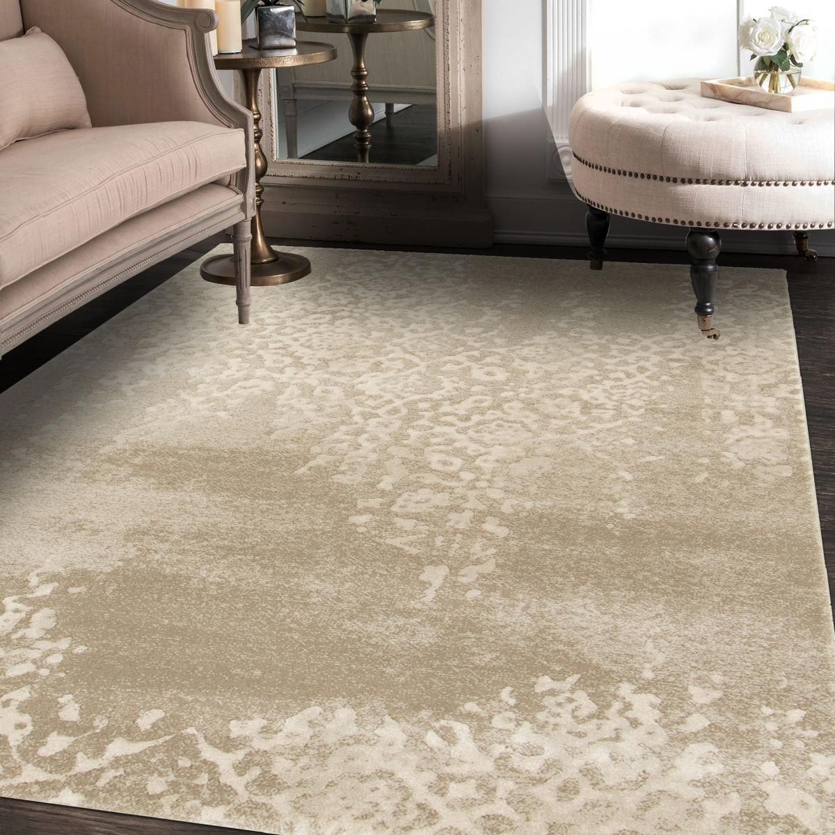 Tapis salon littleline assemblé cousu à la main Couleur gris, beige, crème  Impalo