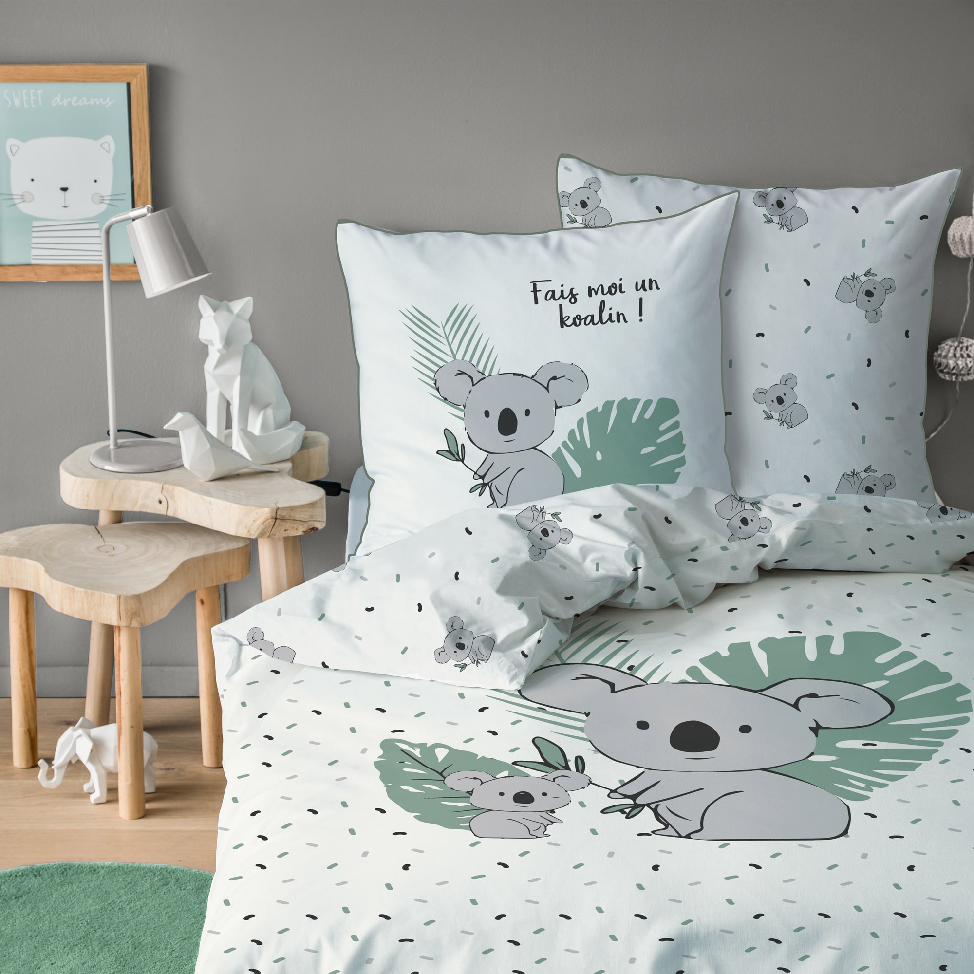 Parure de lit imprimée 100% coton, KOALAS, MATT ET ROSE