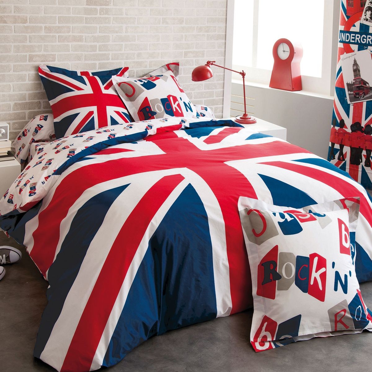Parure de lit imprimée fantaisie en coton, BRITISH, COTONFLOR