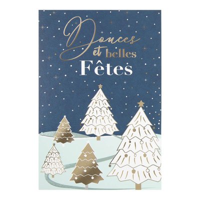 Carte de vœux Céleste Sapin Enneigé DRAEGER PARIS