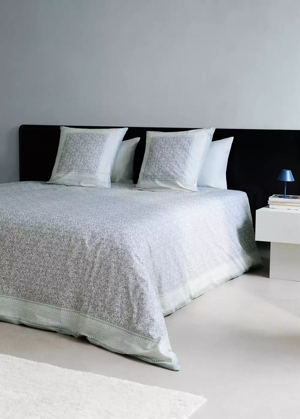Housse de couette percale fleur décorative frise rayures Lit 180/200 cm, MANGO HOME