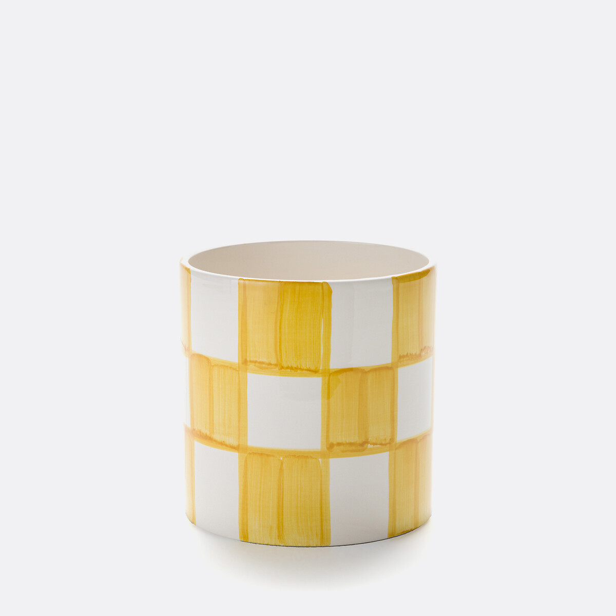 Ario 14cm Diameter Checked Ceramic Flower Pot, LA REDOUTE INTERIEURS
