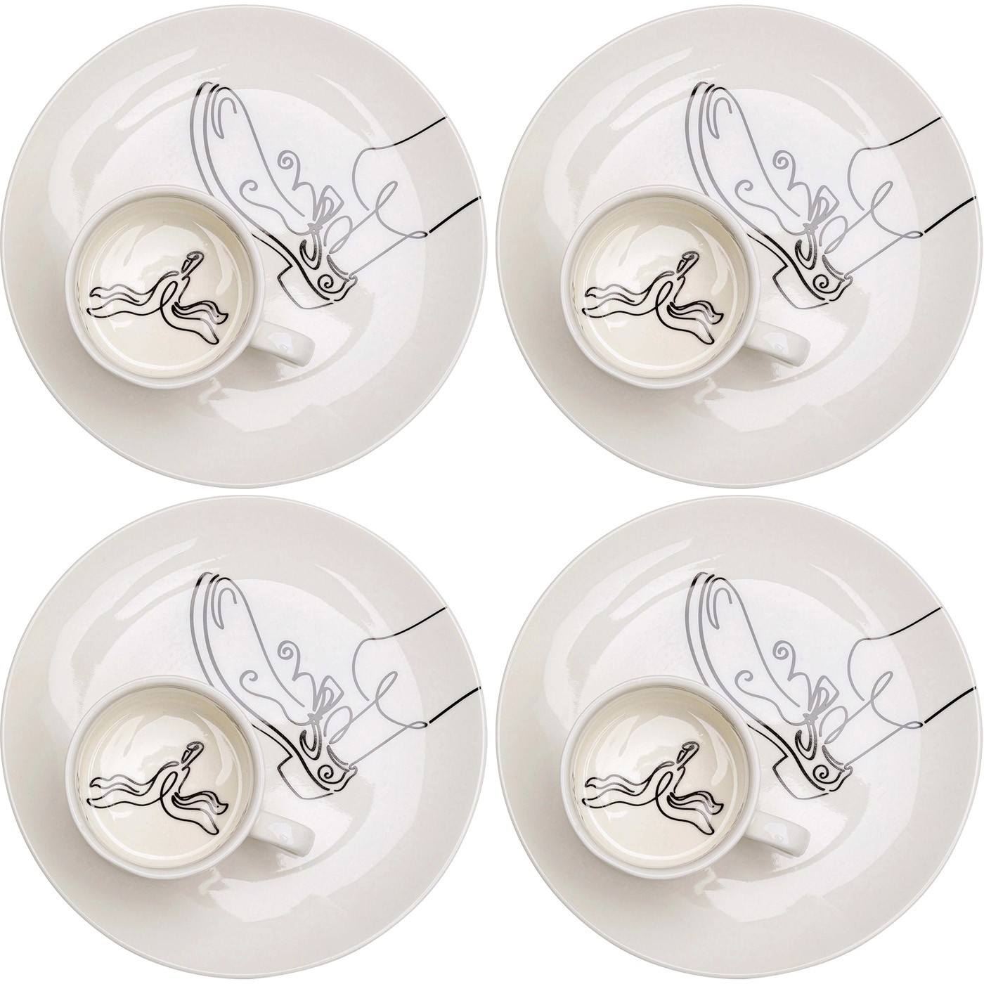 Lot de 4 tasses à café banane, FAVOLA, KARE DESIGN