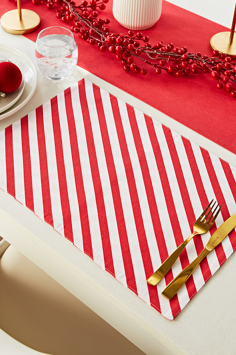 Set of 4 Christmas Candy Cane Placemats, CATHERINE LANSFIELD