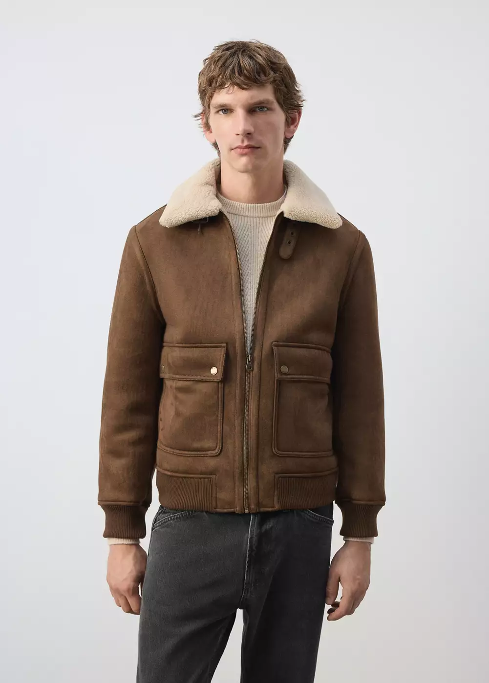 Veste imitation daim et mouton retourné, MANGO MAN