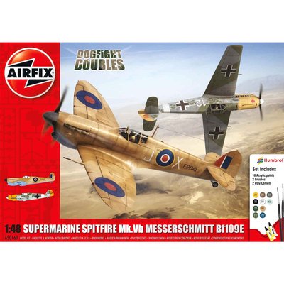Maquettes avions : Dogfight Doubles Gift Set : Supermarine Spitfire MkVb vs Messerschmitt Bf109E AIRFIX