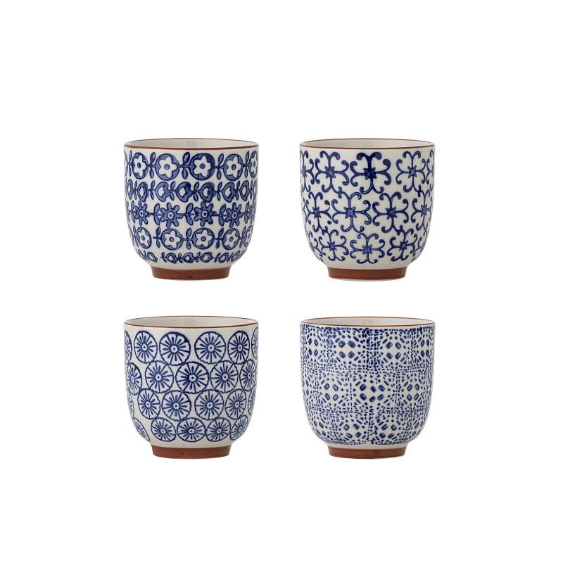 Tasses grès motif floral KARINE Set de 4, BLOOMINGVILLE